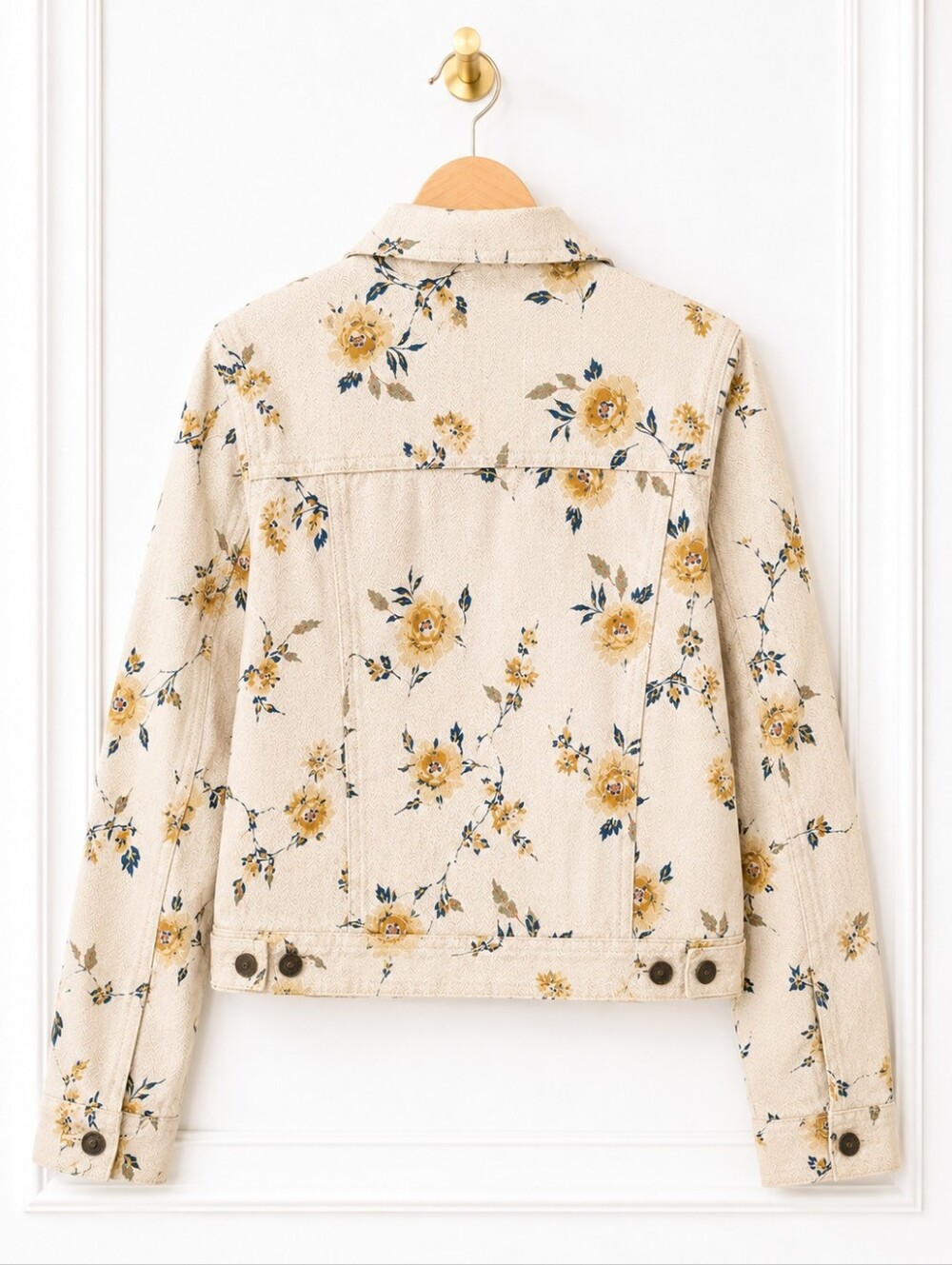 Sonoma Floral Denim Jacket Women’s Medium Cream Cottagecore Zip Front - Picture 8 of 12